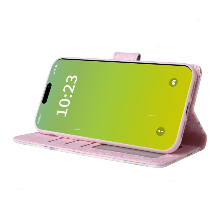 Para iPhone 15 Funda de Cuero Rfid con Pintura Bronceadora (Flor Floreciente) - MOVILSTORE
