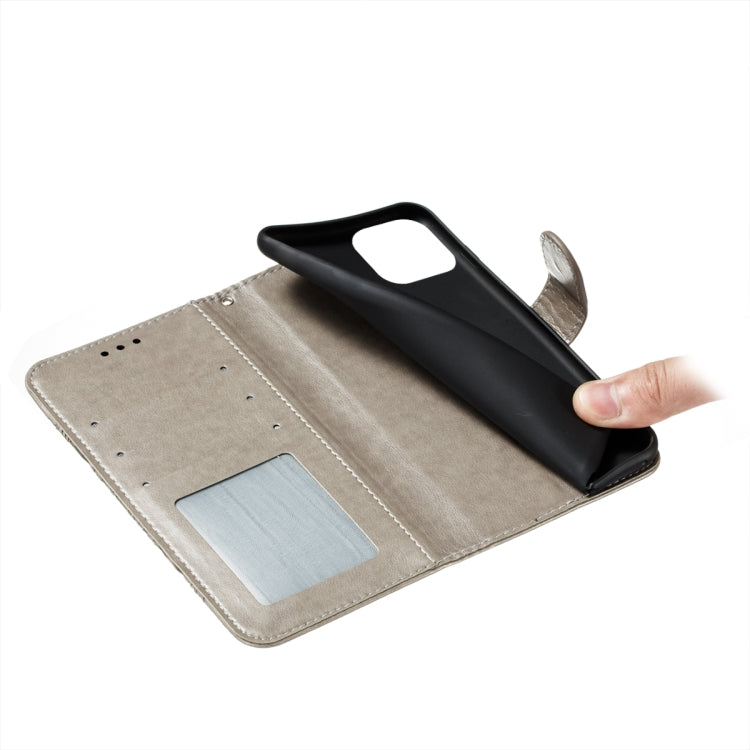 Para iPhone 15 Funda de Teléfono de Cuero con Estampado Sun Mandala (Gris) - MOVILSTORE