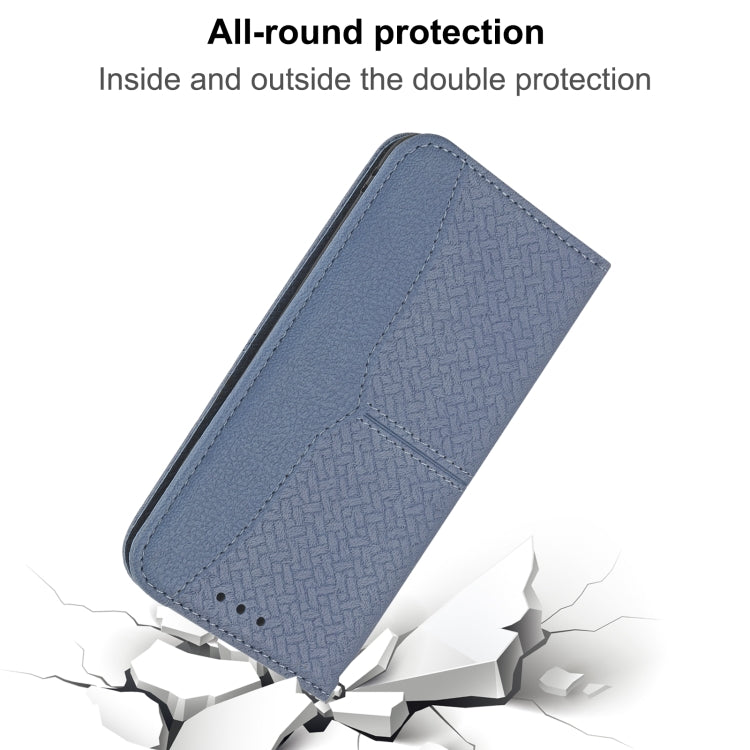 Para iPhone 15 Funda de Teléfono de Cuero Magnético con Costura de Textura Tejida (Gris) - MOVILSTORE