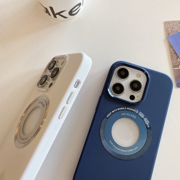 Para iPhone 15 Funda Magnética de Silicona con Marco de Metal (Azul Oscuro) - MOVILSTORE
