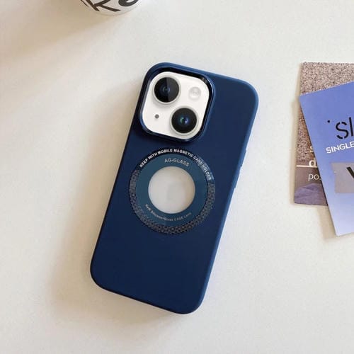 Para iPhone 15 Funda Magnética de Silicona con Marco de Metal (Azul Oscuro) - MOVILSTORE