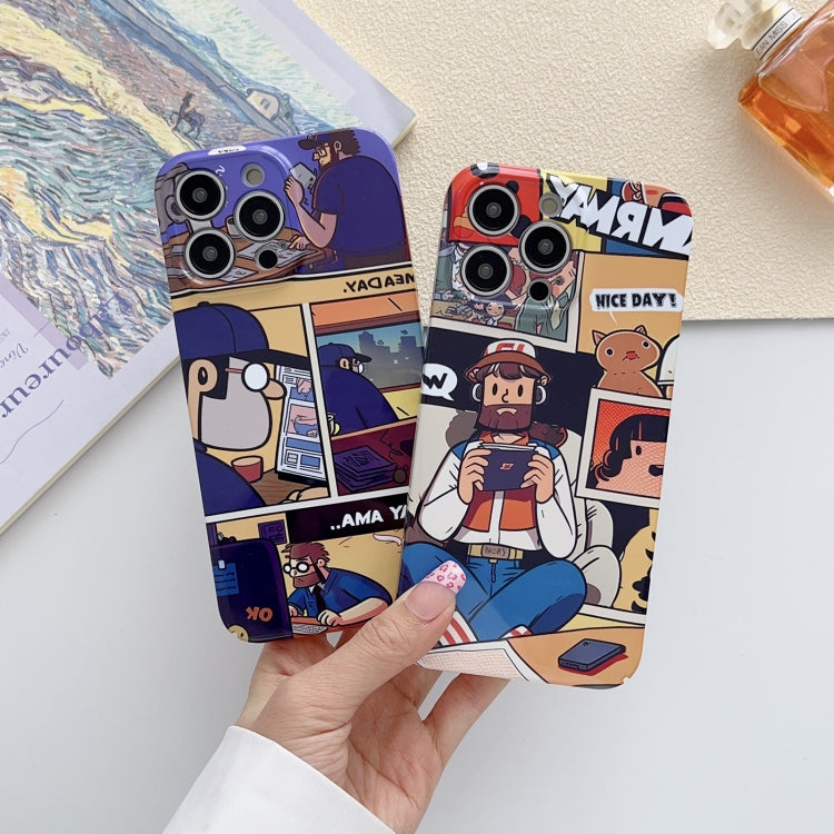 Para iPhone 15 Funda para Teléfono con Orificio Preciso para PC con Patrón Pintado (Astronauta de Pintura Naranja) - MOVILSTORE