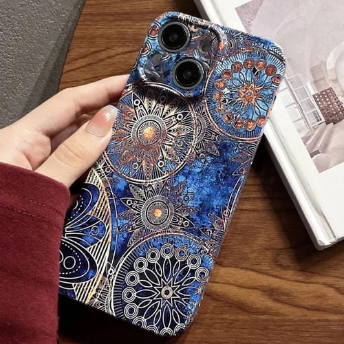 Para iPhone 15 Funda para Teléfono con Orificio Preciso para PC con Patrón Pintado (Flor Abstracta) - MOVILSTORE