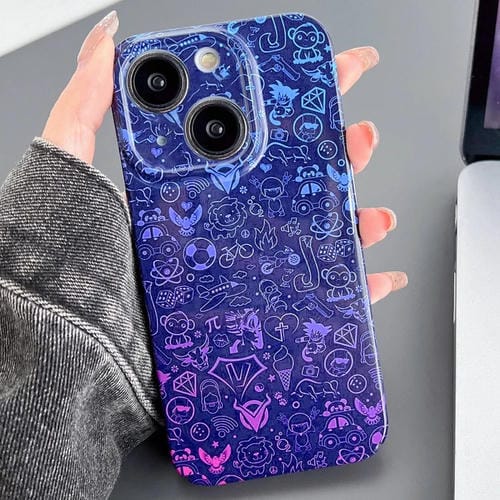 Para iPhone 15 Funda para Teléfono con Orificio Preciso para PC con Patrón Pintado (Graffiti Rojo y Azul) - MOVILSTORE