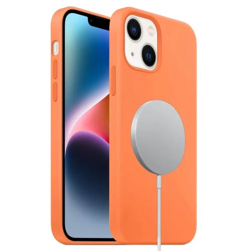 Para iPhone 15 Funda para Teléfono de Cobertura Total de Silicona Líquida Magsafe (Naranja) - MOVILSTORE