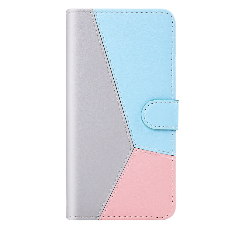 Para iPhone 15 Funda para Teléfono de Cuero con Tapa Horizontal con Costuras Tricolores (Gris) - MOVILSTORE