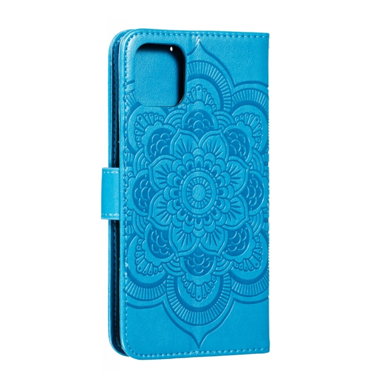 Para iPhone 15 Funda para Teléfono de Cuero con Tapa Horizontal con Patrón de Relieve de Mandala (Azul) - MOVILSTORE