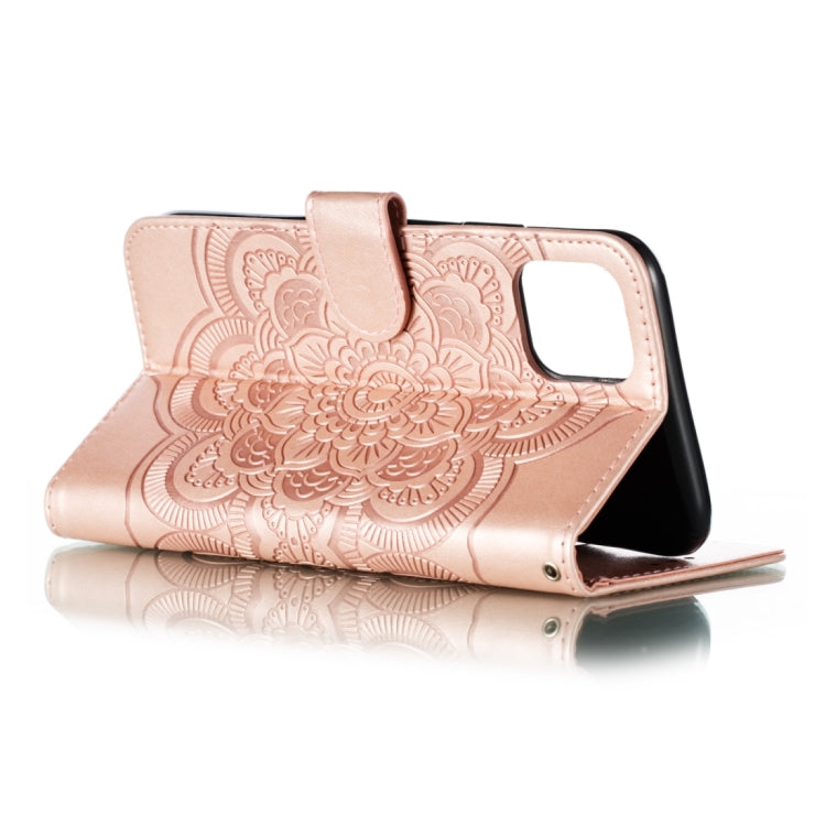 Para iPhone 15 Funda para Teléfono de Cuero con Tapa Horizontal con Patrón de Relieve de Mandala (Oro Rosa) - MOVILSTORE