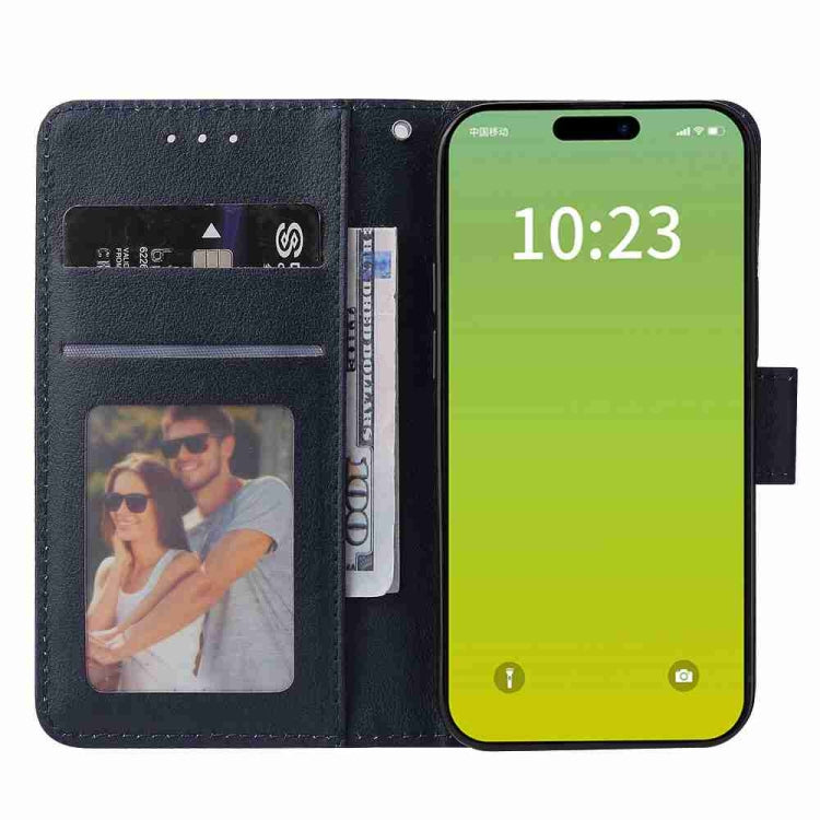 Para iPhone 15 Funda para Teléfono de Cuero con Tapa Horizontal Multifuncional con Tres Ranuras para Tarjetas (Azul) - MOVILSTORE