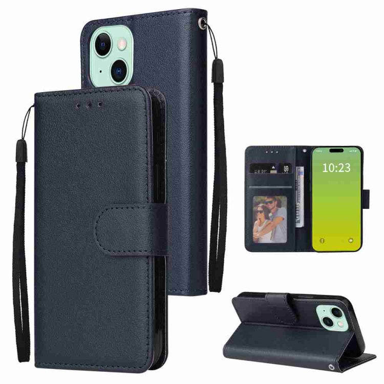 Para iPhone 15 Funda para Teléfono de Cuero con Tapa Horizontal Multifuncional con Tres Ranuras para Tarjetas (Azul) - MOVILSTORE