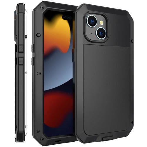 Para iPhone 15 Funda para Teléfono de Silicona y Metal a Prueba de Polvo, Resistente al Agua y a Prueba de Golpes (Negro) - MOVILSTORE
