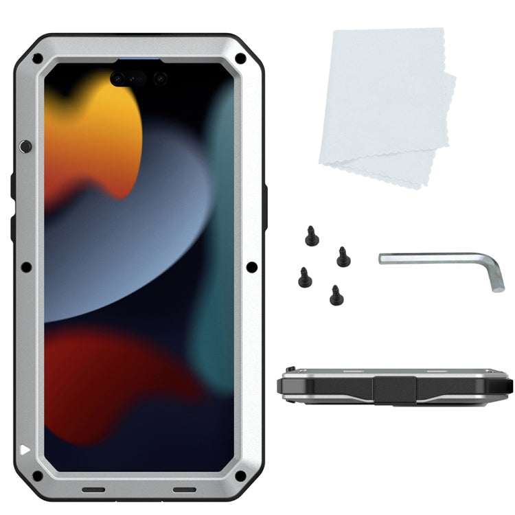 Para iPhone 15 Funda para Teléfono de Silicona y Metal a Prueba de Polvo, Resistente al Agua y a Prueba de Golpes (Plateada) - MOVILSTORE
