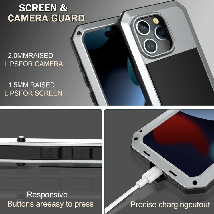Para iPhone 15 Funda para Teléfono de Silicona y Metal a Prueba de Polvo, Resistente al Agua y a Prueba de Golpes (Plateada) - MOVILSTORE