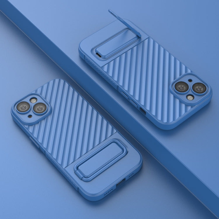 Para iPhone 15 Funda para Teléfono de TPU con Textura Ondulada y Película para Lentes (Azul) - MOVILSTORE