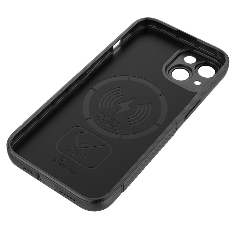 Para iPhone 15 Funda para Teléfono de TPU con Textura Ondulada y Película para Lentes (Azul) - MOVILSTORE