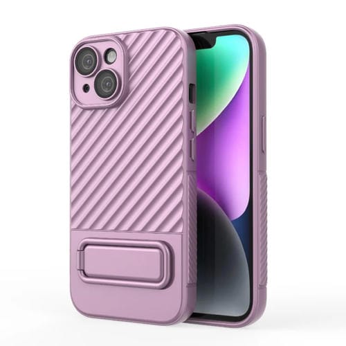 Para iPhone 15 Funda para Teléfono de TPU con Textura Ondulada y Película para Lentes (Púrpura) - MOVILSTORE