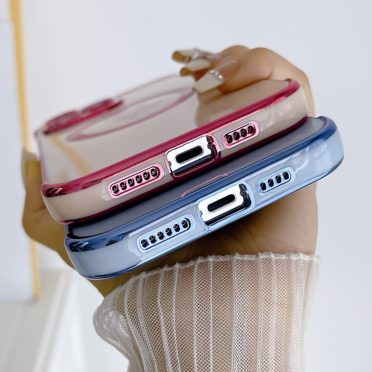 Para iPhone 15 Funda para Teléfono Magsafe con Flores y Rosas Laterales Electrochapadas (Rosa) - MOVILSTORE