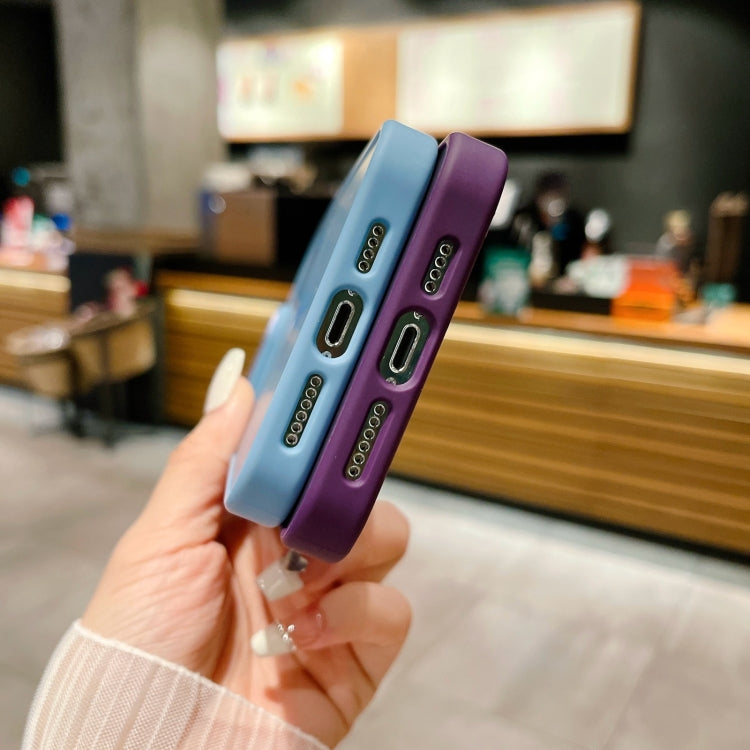 Para iPhone 15 Funda para Teléfono Magsafe de Acrílico con Sensación de Piel Esmerilada de Imitación de Metal (Azul Real) - MOVILSTORE