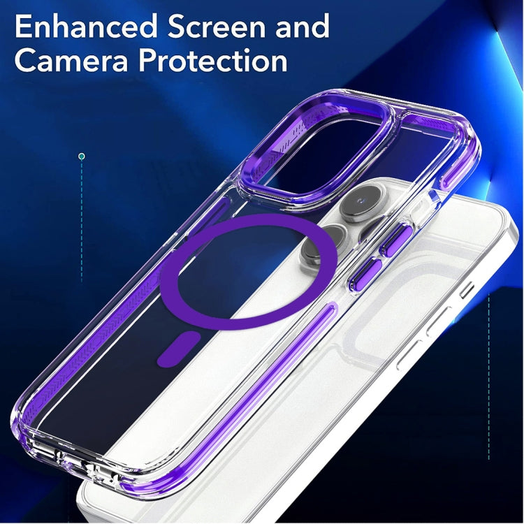 Para iPhone 15 Funda para Teléfono Magsafe TPU Transparente Híbrida a Prueba de Golpes para PC (Púrpura) - MOVILSTORE
