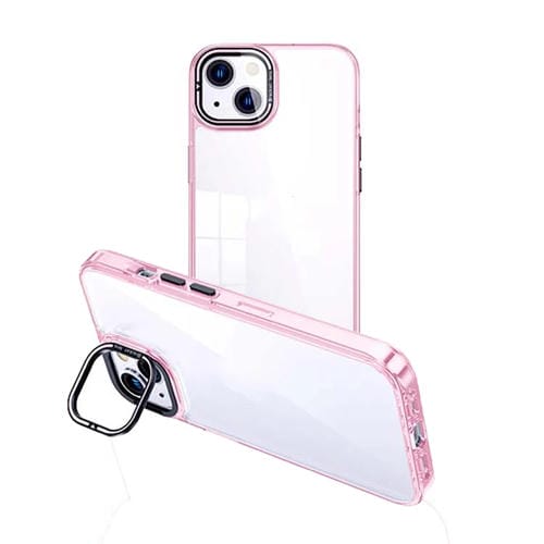 Para iPhone 15 Funda Transparente para Teléfono con Soporte para Cámara Invisible (Rosa) - MOVILSTORE