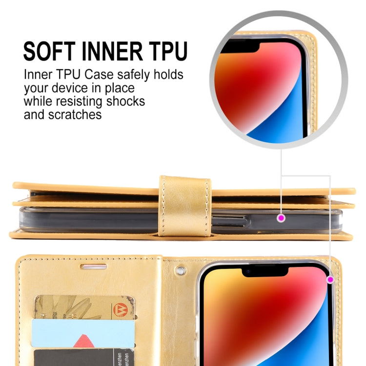 Para iPhone 15 Goospery Mansoor Diary Funda de Cuero para Teléfono con 9 Ranuras para Tarjetas (Azul Oscuro) - MOVILSTORE