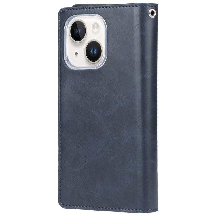 Para iPhone 15 Goospery Mansoor Diary Funda de Cuero para Teléfono con 9 Ranuras para Tarjetas (Azul Oscuro) - MOVILSTORE