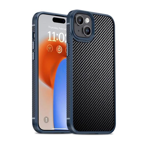 Para iPhone 15 Ipaky Mg Series Funda Protectora para Teléfono PC + TPU de Fibra de Carbono (Azul) - MOVILSTORE