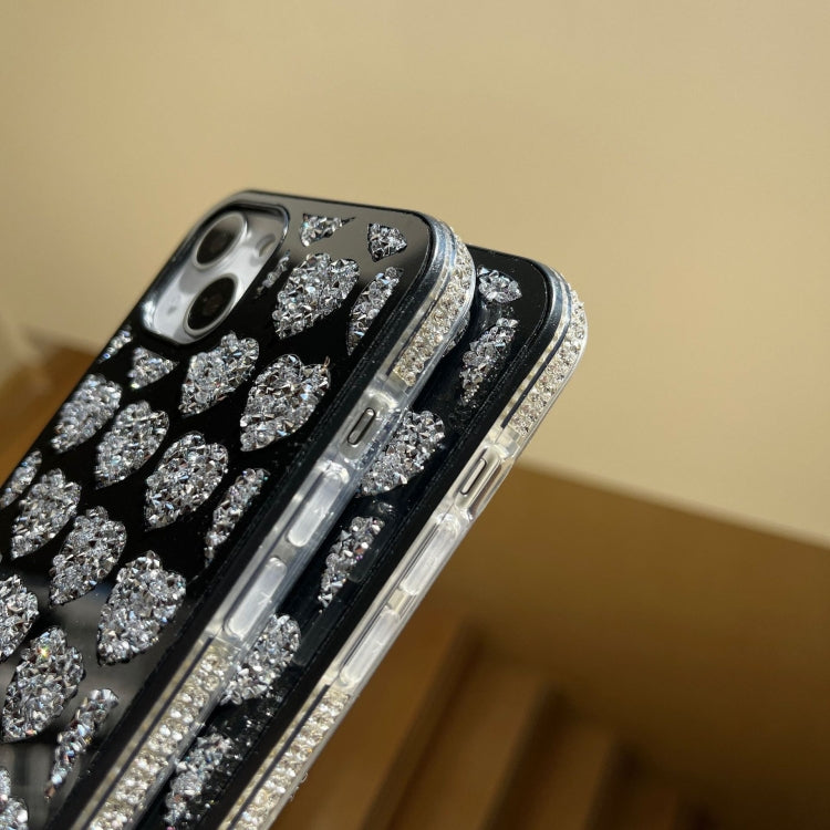 Para iPhone 15 Love Hearts Diamond Mirror Funda para Teléfono TPU (Negro) - MOVILSTORE