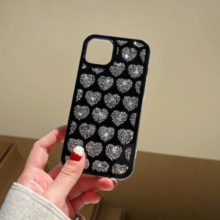 Para iPhone 15 Love Hearts Diamond Mirror Funda para Teléfono TPU (Negro) - MOVILSTORE