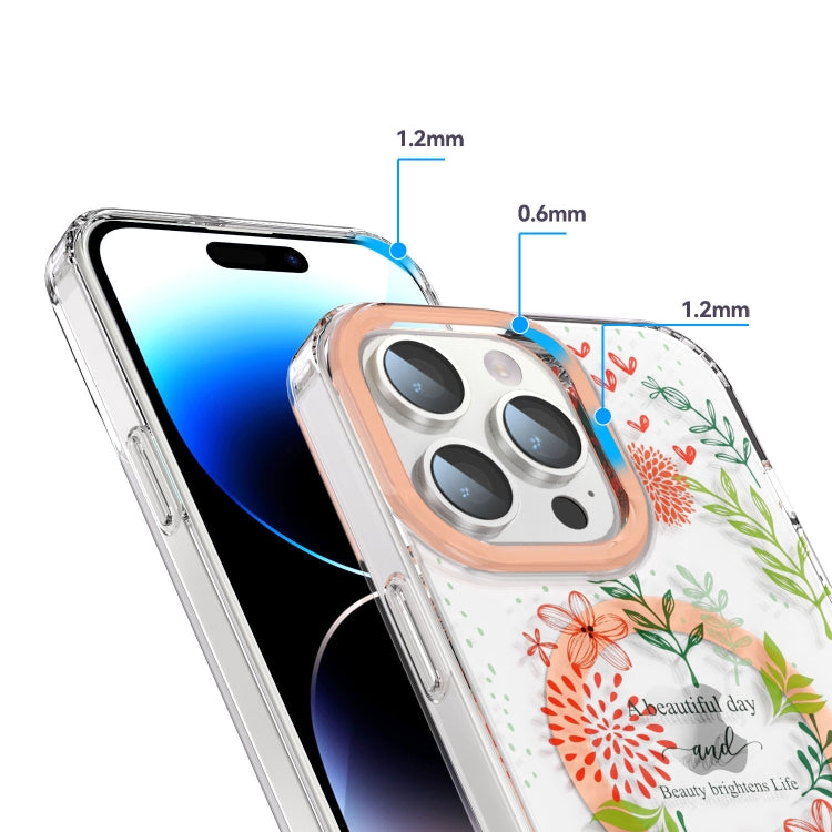 Para iPhone 15 Magsafe Funda Magnética para Teléfono TPU (Flores Rojas y Hojas Verdes) - MOVILSTORE