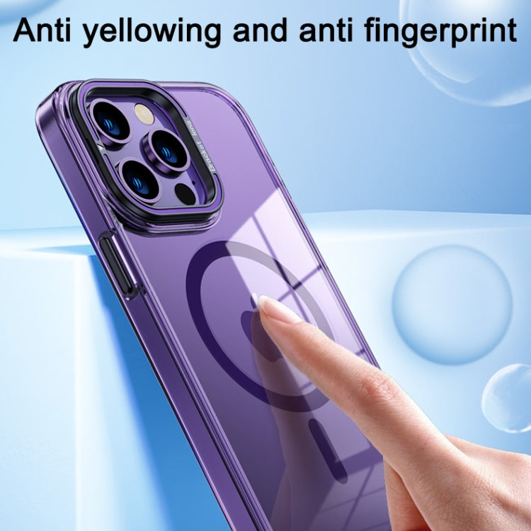 Para iPhone 15 Magsafe Funda para Teléfono Transparente con Soporte Invisible Magnético (Naranja) - MOVILSTORE
