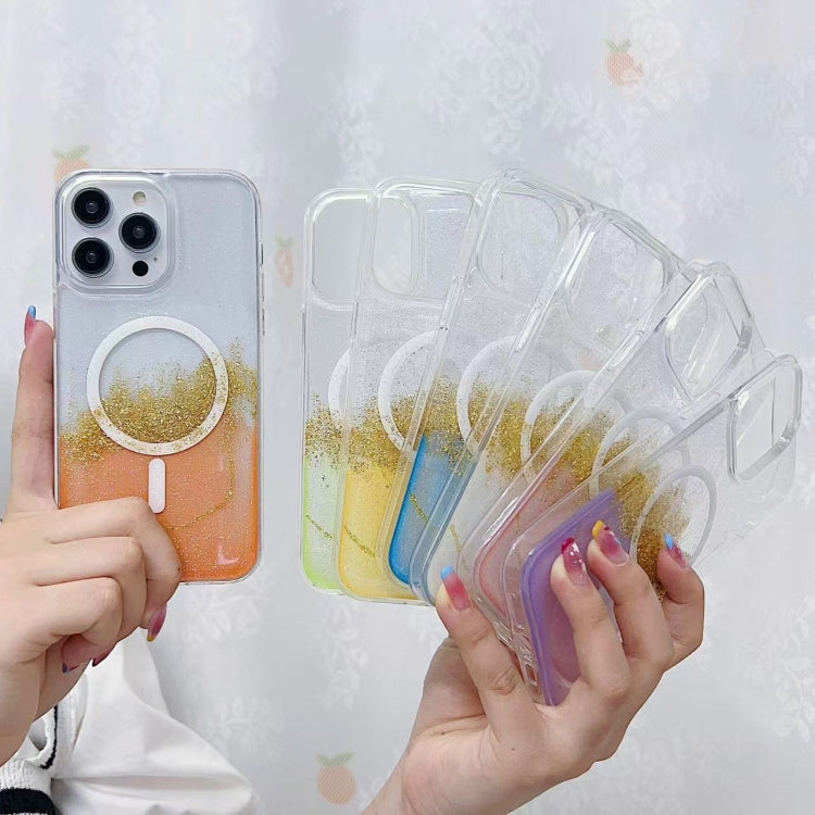 Para iPhone 15 Magsafe Gilding Hybrid Clear TPU Funda para Teléfono (Púrpura) - MOVILSTORE