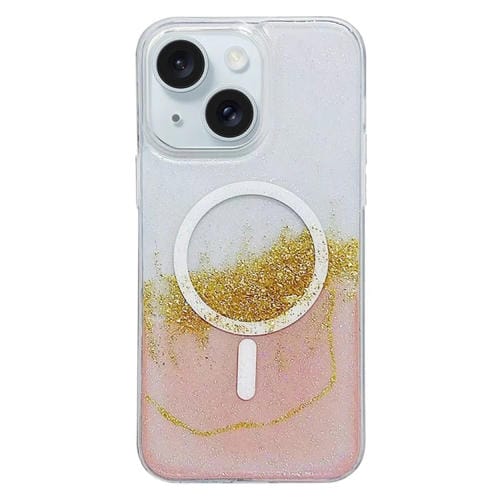 Para iPhone 15 Magsafe Gilding Hybrid Clear TPU Funda para Teléfono (Rosa) - MOVILSTORE