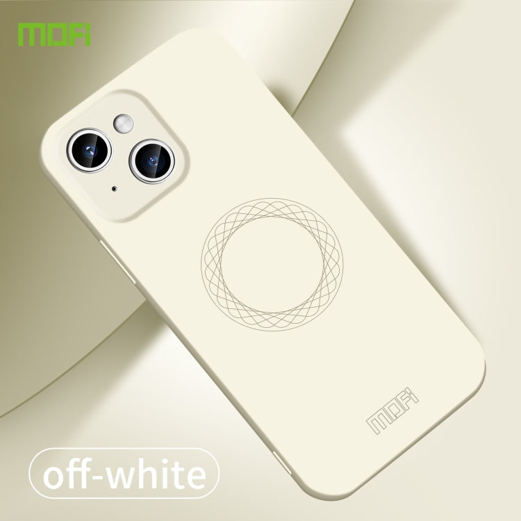 Para iPhone 15 Mofi Qin Series Magsafe Skin Feel Funda de Silicona para Teléfono con Todo Incluido (Beige) - MOVILSTORE
