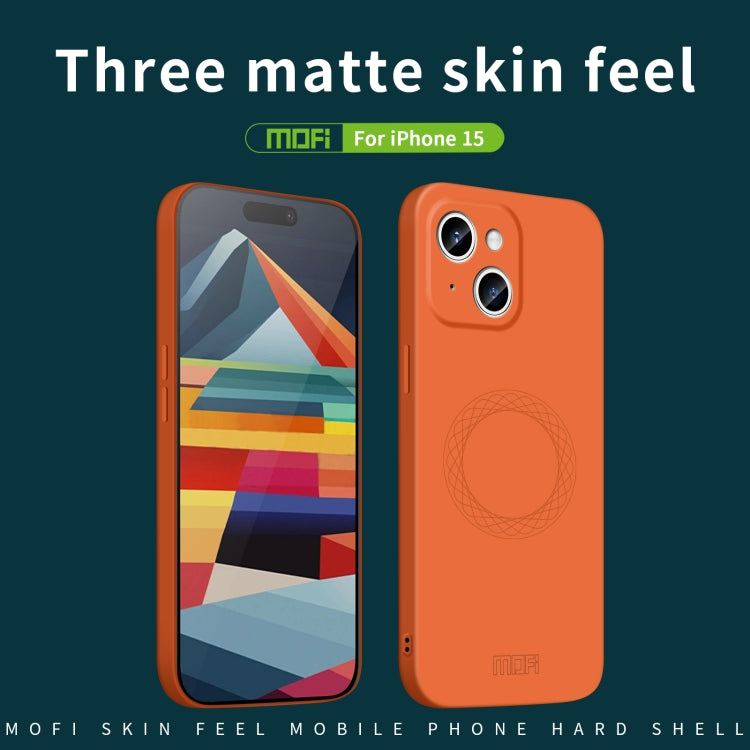 Para iPhone 15 Mofi Qin Series Magsafe Skin Feel Funda de Silicona para Teléfono con Todo Incluido (Naranja) - MOVILSTORE