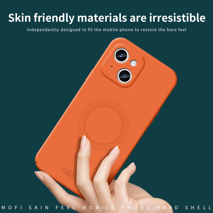 Para iPhone 15 Mofi Qin Series Magsafe Skin Feel Funda de Silicona para Teléfono con Todo Incluido (Naranja) - MOVILSTORE