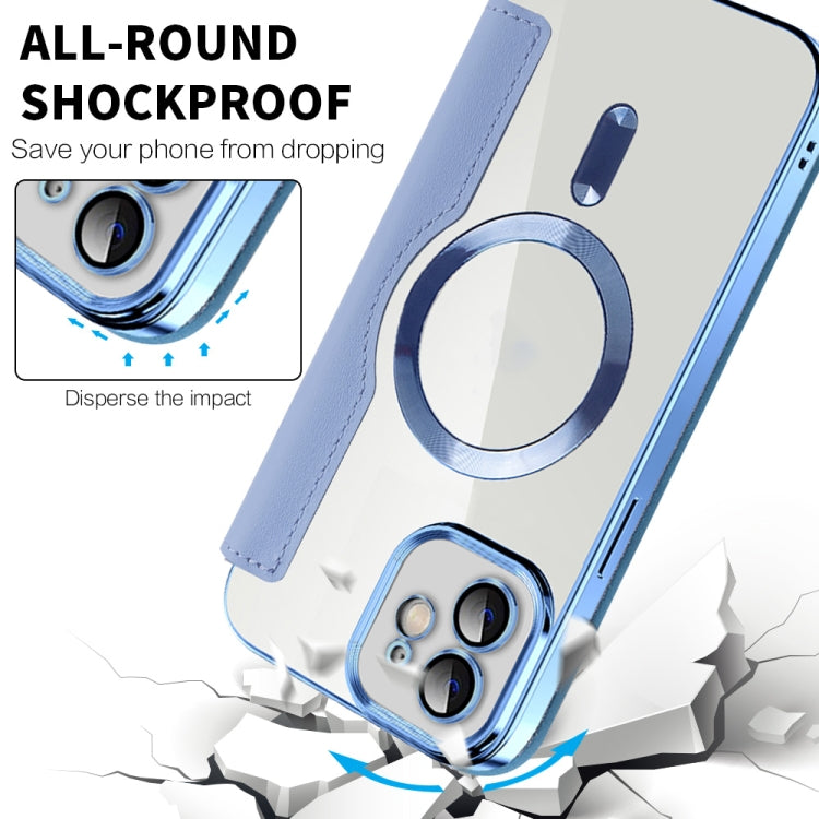 Para iPhone 15 Shield Magsafe Rfid Funda de Teléfono de Cuero con Rombos Antirrobo (Púrpura) - MOVILSTORE
