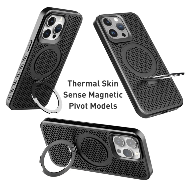 Para iPhone 15 Skin Feel PC + TPU Funda Magnética para Teléfono Magsafe con Enfriamiento y Soporte (Marrón) - MOVILSTORE